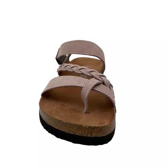 White Mountain Womens Leather Slide Sandals Size 9 Light Lavender Toe Loop Style - Picture 5 of 15